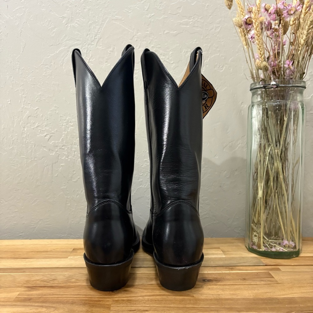 Vintage NWT Justin Boots 3040 Black Roper Boots Men’s 9D USA NOS w/Box - Picture 3 of 15